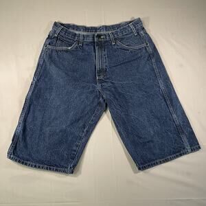 Dickies Carpenter Shorts Mens 34 Dark Denim Jeans Y2K Baggy Long Pockets